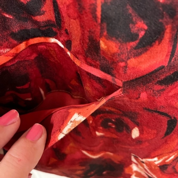 Red Floral Rose Blazer One Button Lined Jacket Medium Chico 1 US 8 whimisgoth - Picture 6 of 13